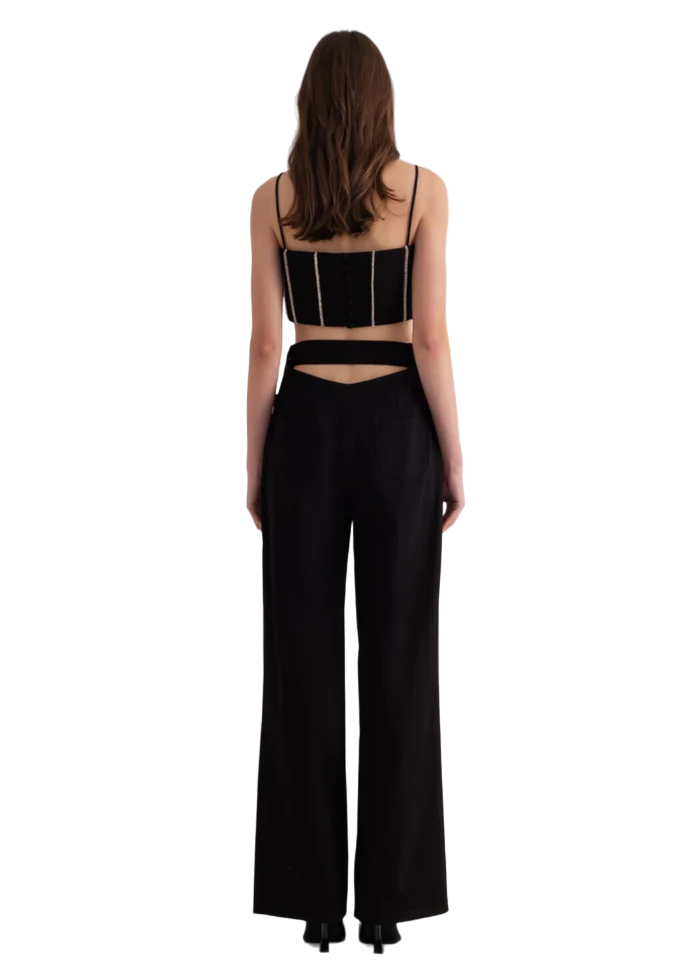 Cut Out Pants - Black
