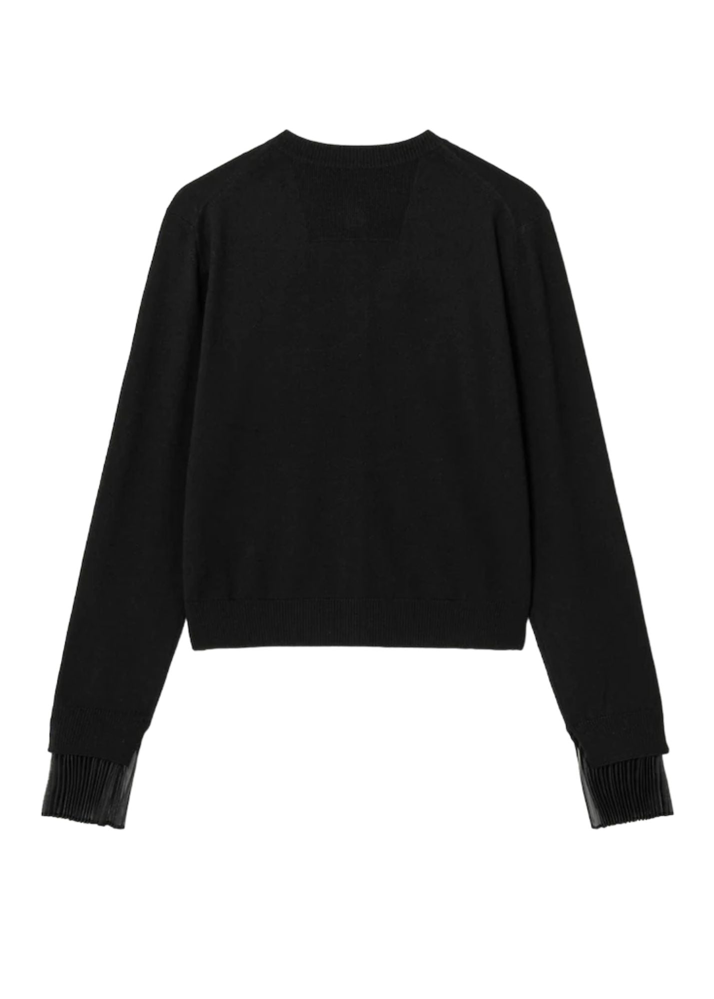 Pleated Cuffs Patch Cardigan-Black