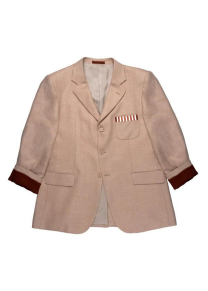 Woven Linen Silk and Wool Jacket-Beige