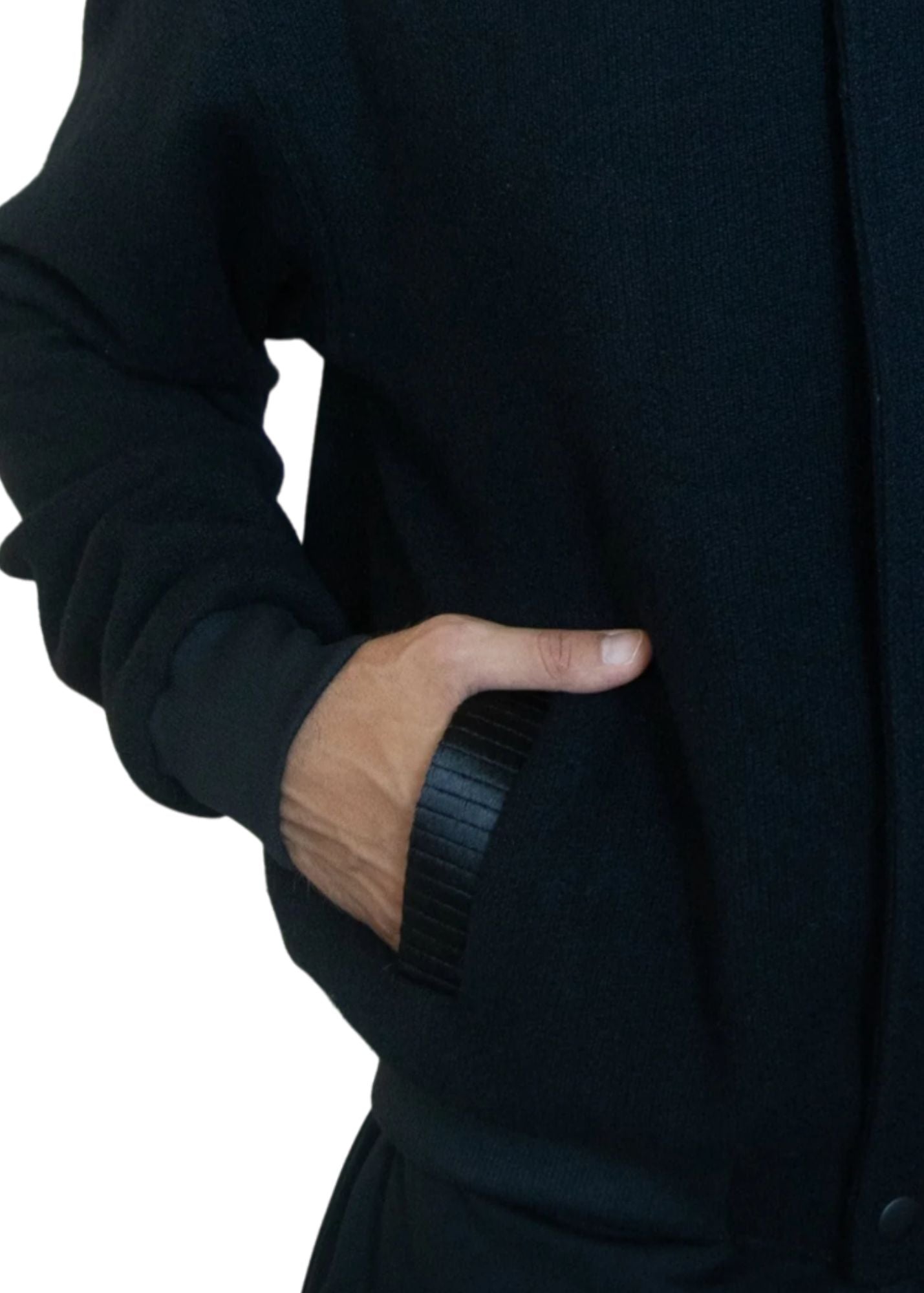 Tweed Wool Bomber Jacket-Black