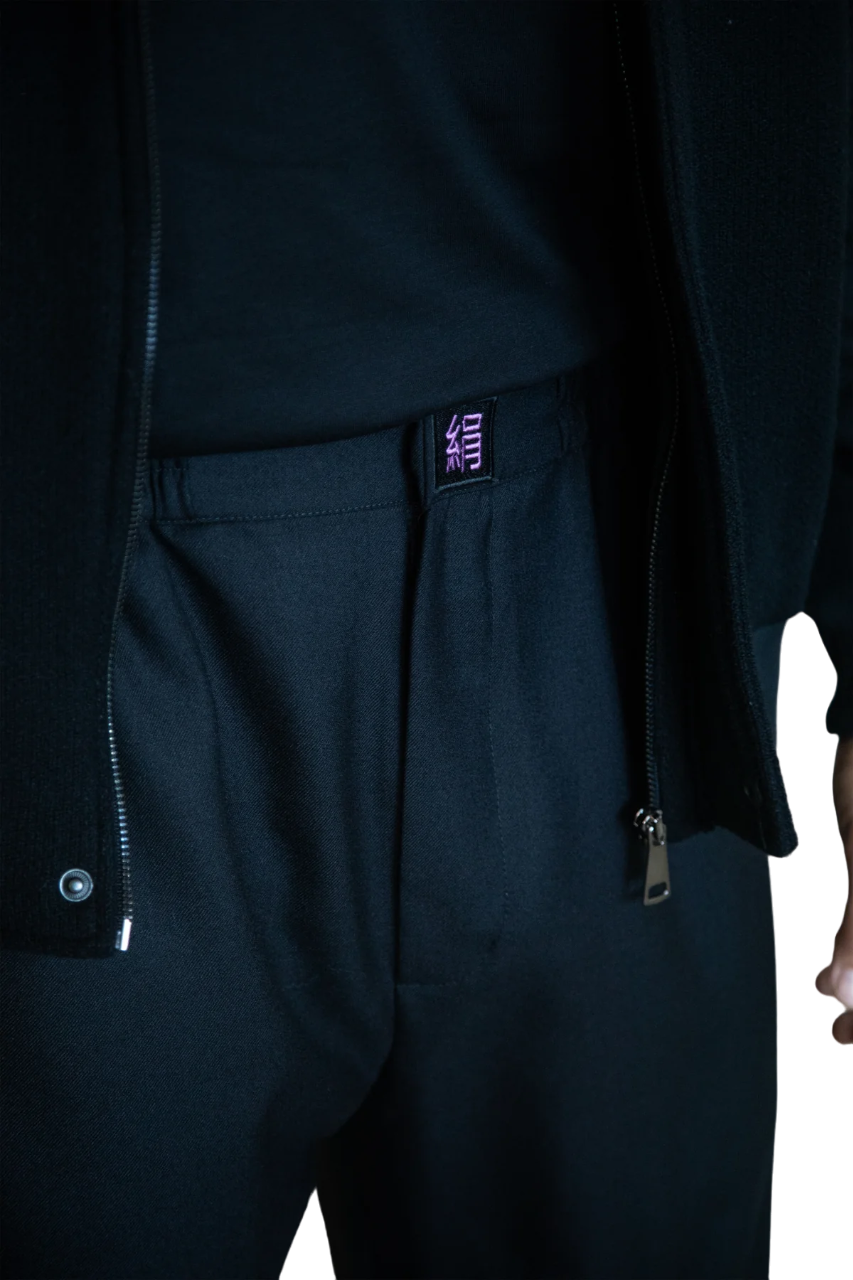 Angled Hem Gabardine Pant-Black
