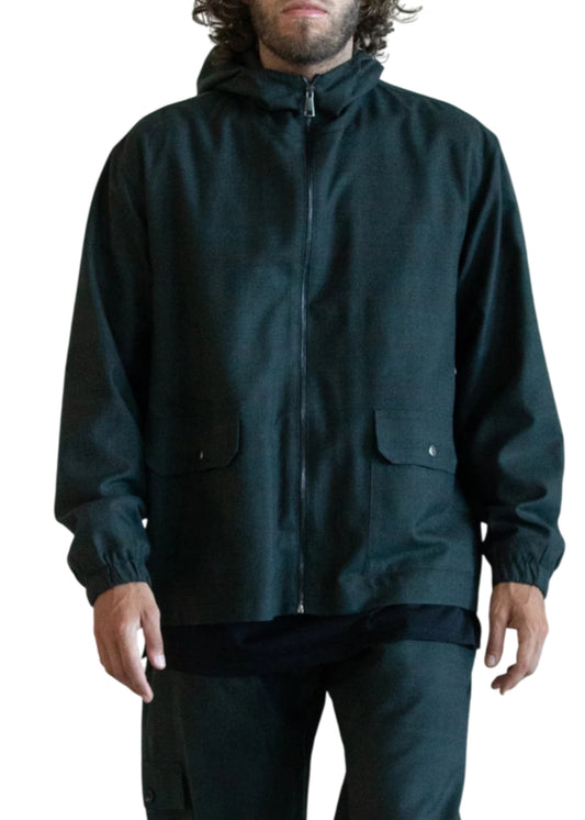 Front Pocket Zipper Jacket-Dark Green
