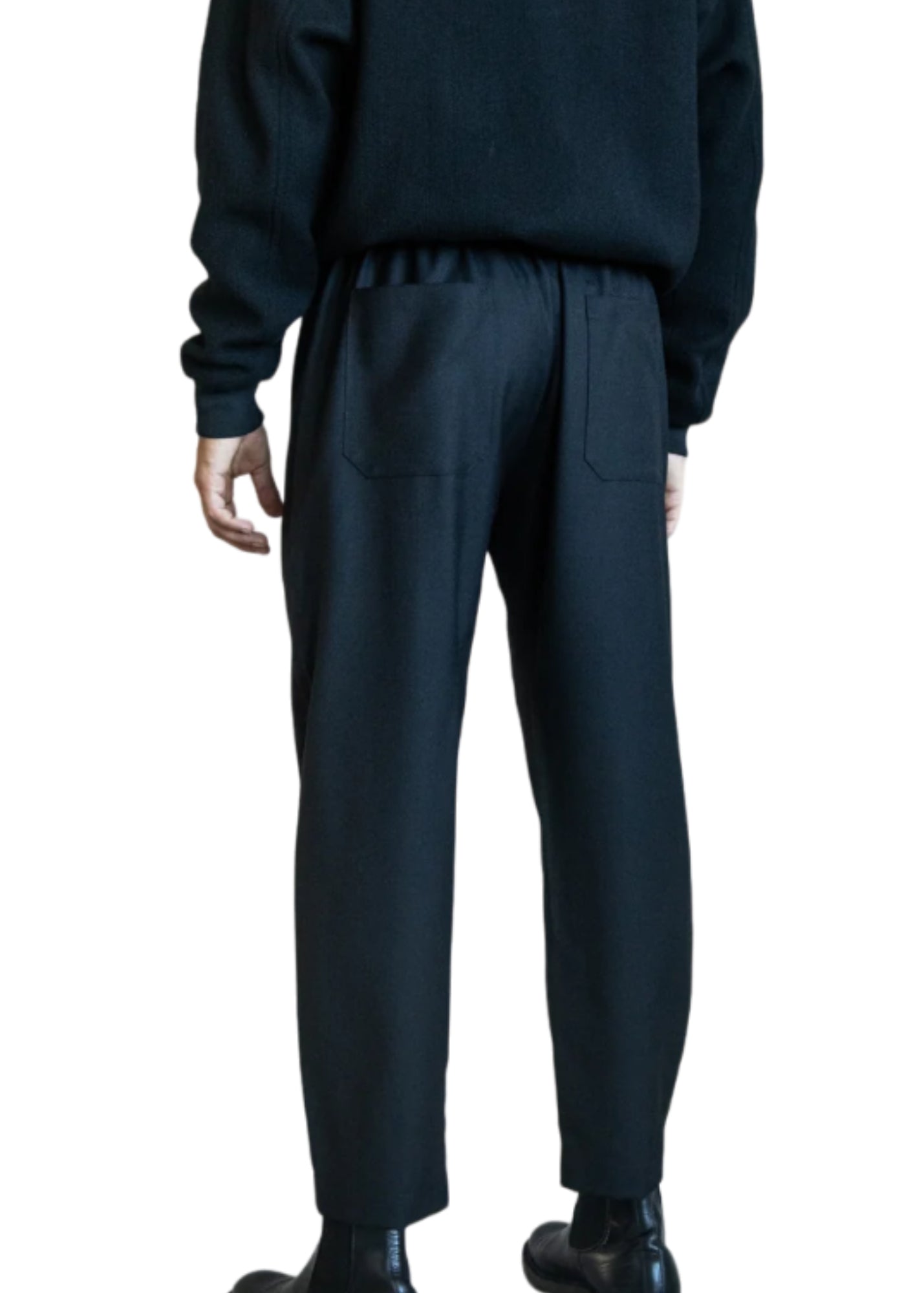 Angled Hem Gabardine Pant-Black