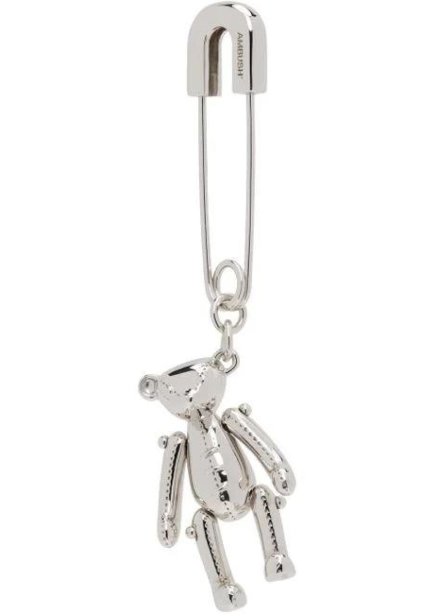 Teddy Bear Charm Earring-Silver