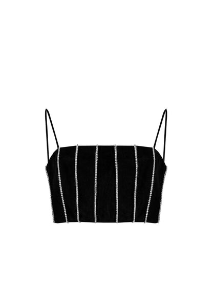 Rhinestone Top-Black
