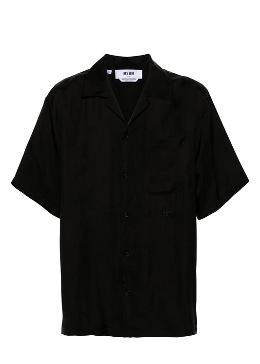 Cupro bowling shirt-Black