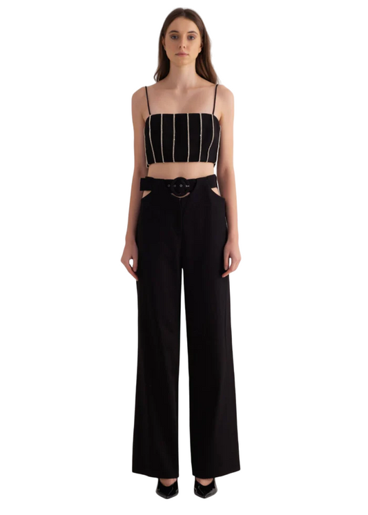 Cut Out Pants - Black