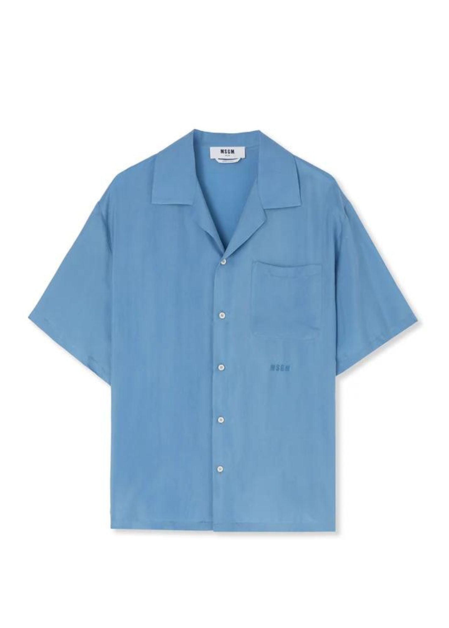 Cupro bowling shirt-Dusty Blue
