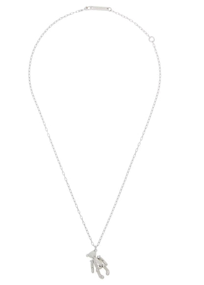 Teddy Bear Charm Necklace-Silver