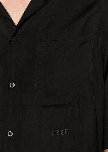 Cupro bowling shirt-Black